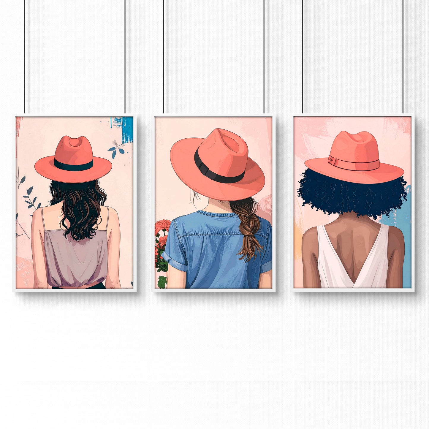 Boho Artwork | Set of 3 Boho Women Wall art Prints