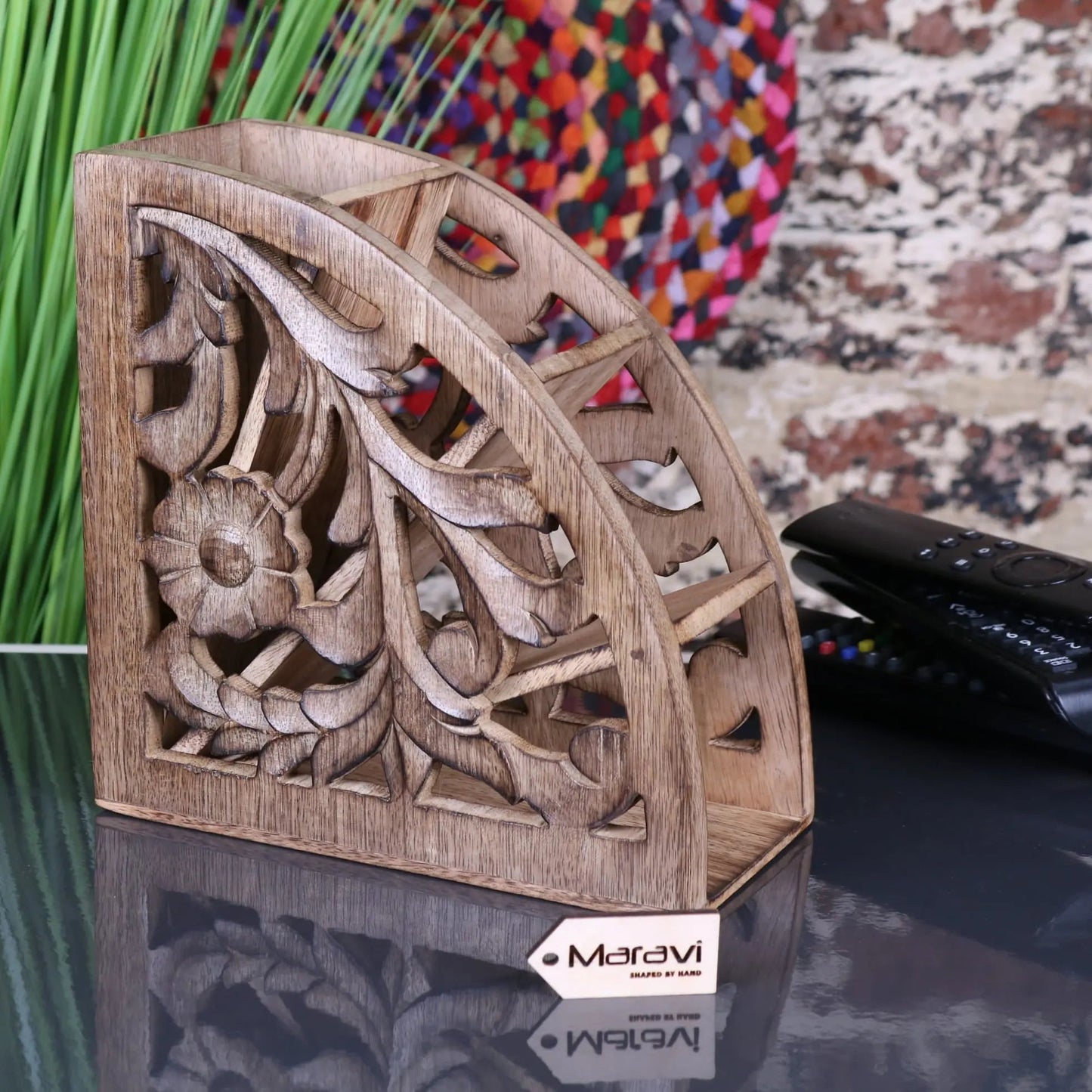 Yanam Wooden Remote Control Holder