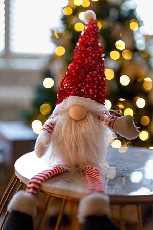 Christmas Glam Gonk Sparkle Furry - Red Seated