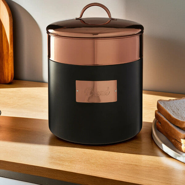 Charcoal And Copper Bread Bin