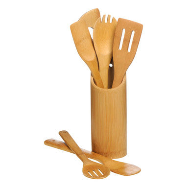 Bamboo Kitchen Tool Set With Holder