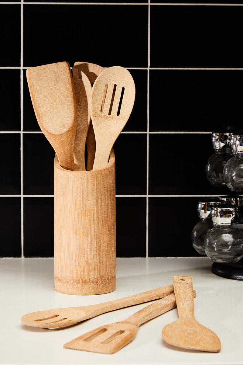 Bamboo Kitchen Tool Set With Holder