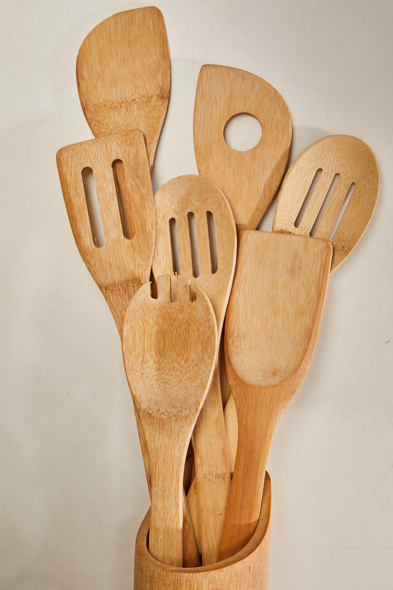 Bamboo Kitchen Tool Set With Holder