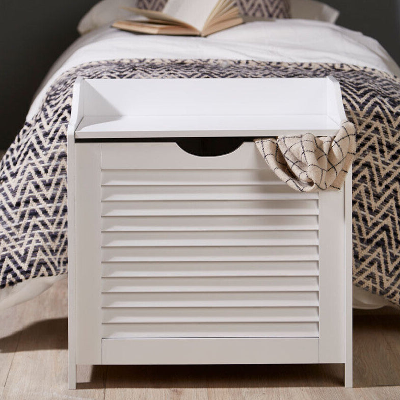 White Wood Laundry Storage Cabinet