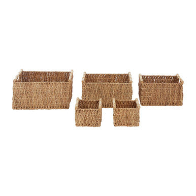 Set Of 5 Water Hyacinth Storage Baskets