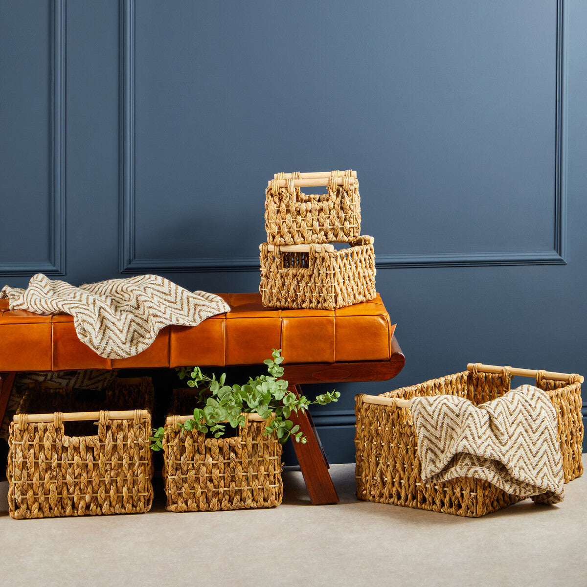 Set Of 5 Water Hyacinth Storage Baskets