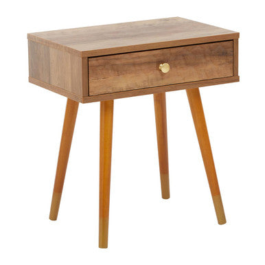 Natural Brown Wood Effect Bedside Table with 1 Drawer