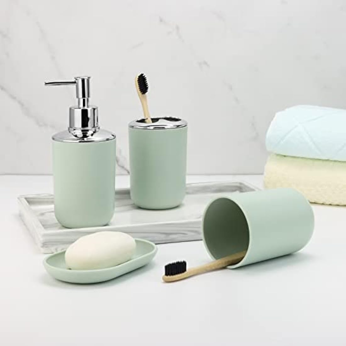 6 Piece Green Bathroom Accessories Set