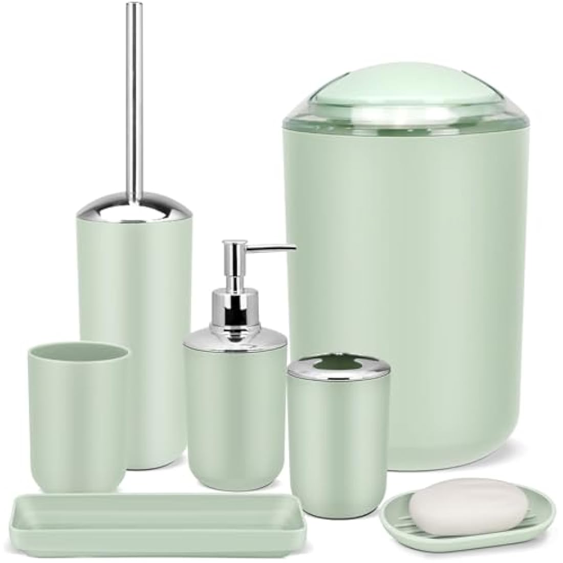 6 Piece Green Bathroom Accessories Set