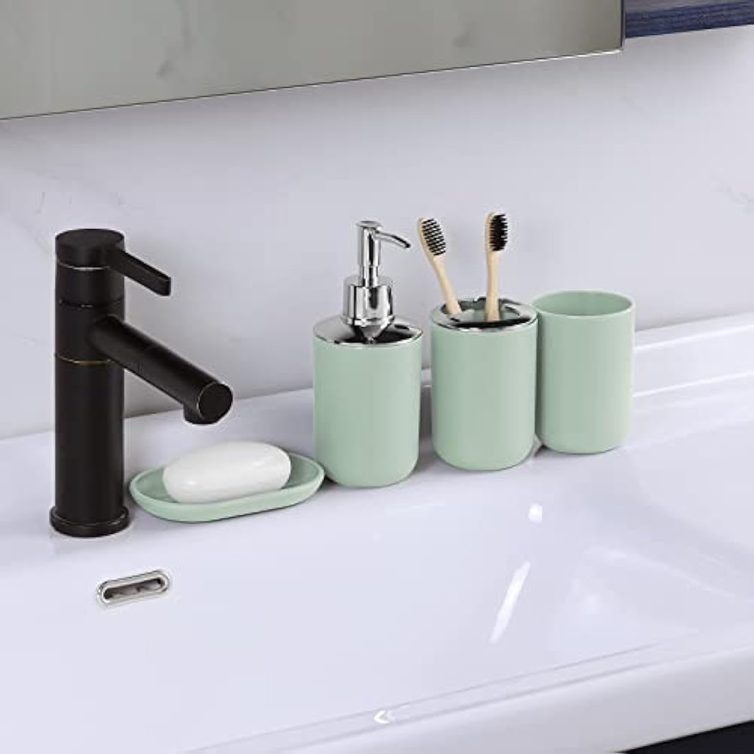 6 Piece Green Bathroom Accessories Set