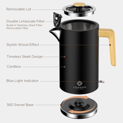 Electric Kettle, Black Stainless Steel