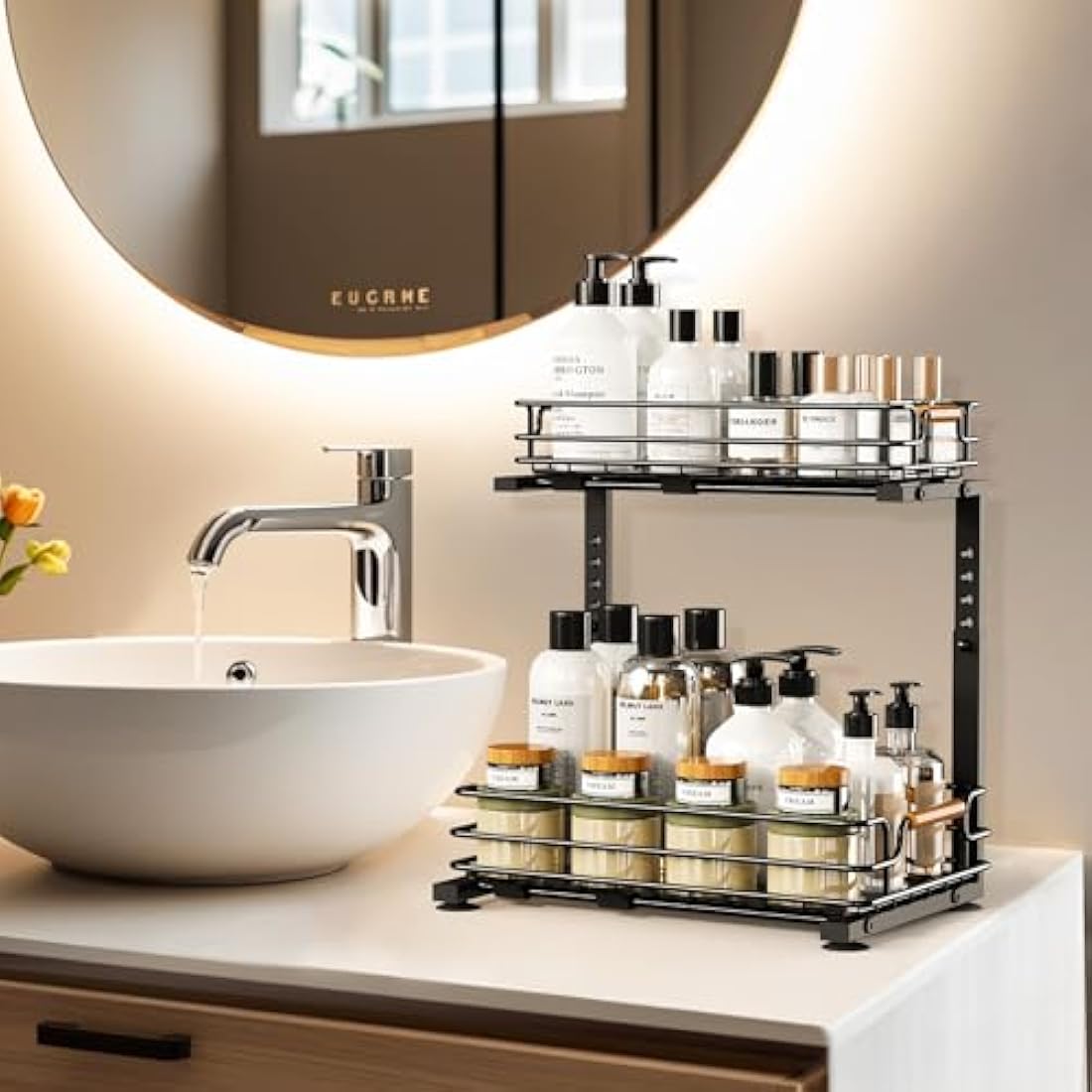 2 Tier Metal Under Sink Storage Slide Out Shelf