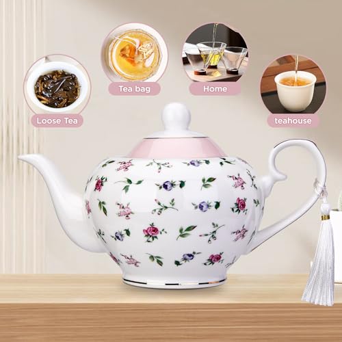 Teapot with Infuser - Roses Pink
