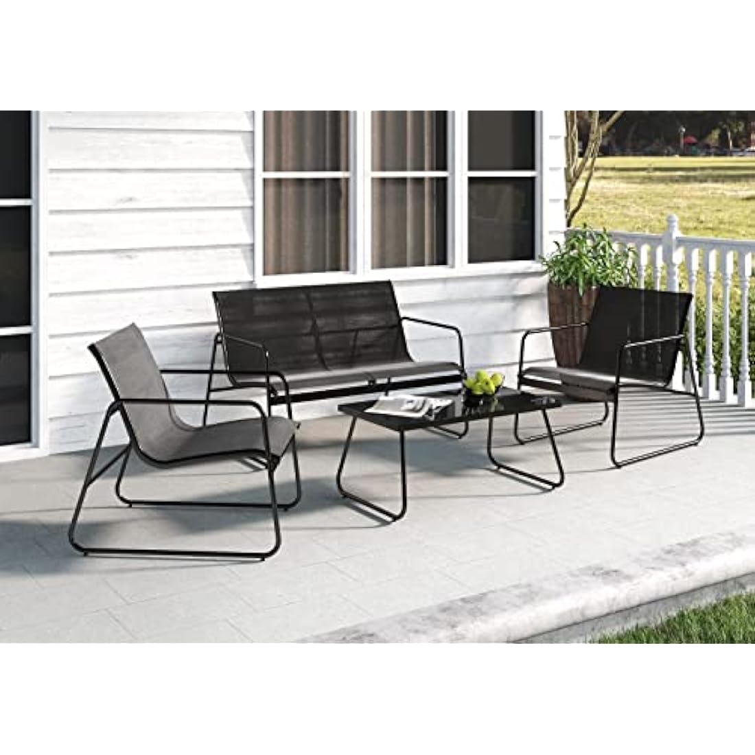 Grand patio Conversation Sets 4 Pieces, Garden Table, 2 Chairs, Loveseat