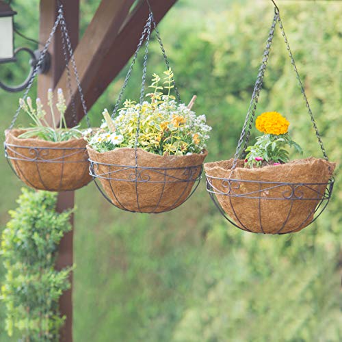 Set of 3 Flower Baskets, Coconut