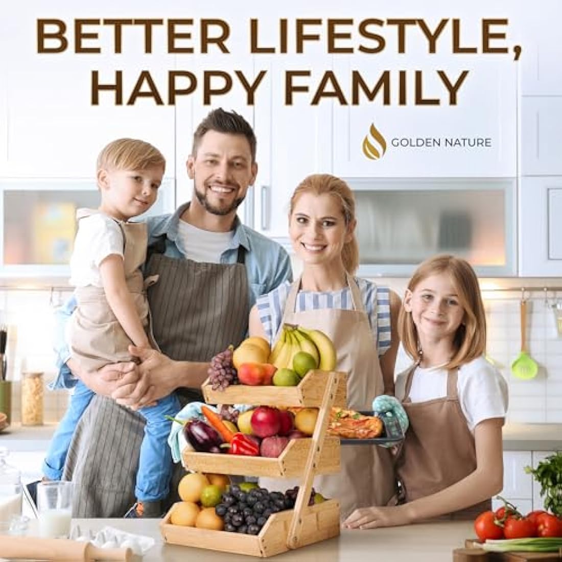 3-Tier Bamboo Fruit & Vegetable Storage Organiser