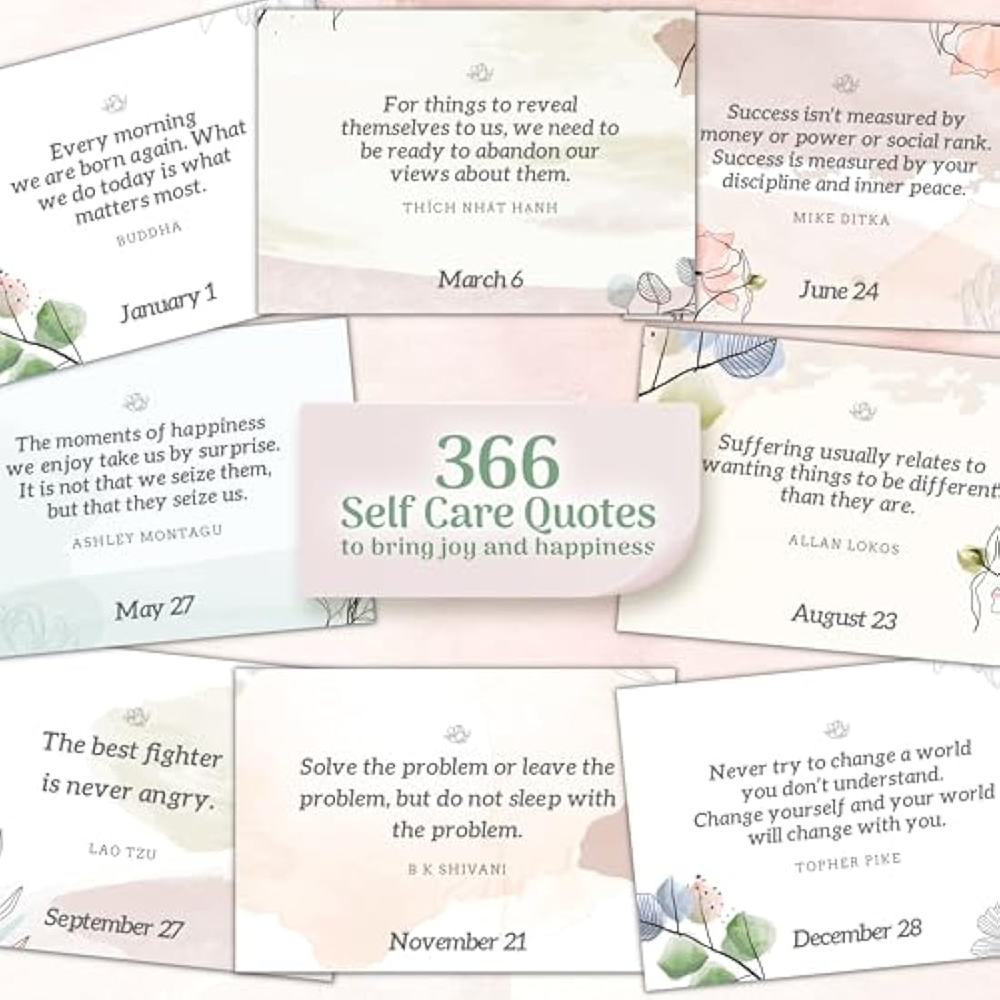 Daily Self Care Quotes Mindfulness Perpetual Calendar