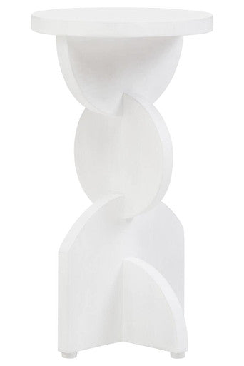 Mango Wood Abstract Side Table with Sculpted Geometric Base