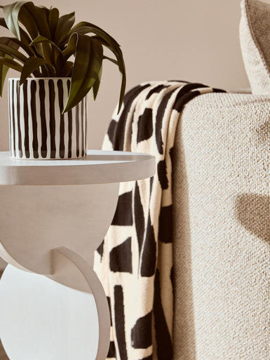 Mango Wood Abstract Side Table with Sculpted Geometric Base