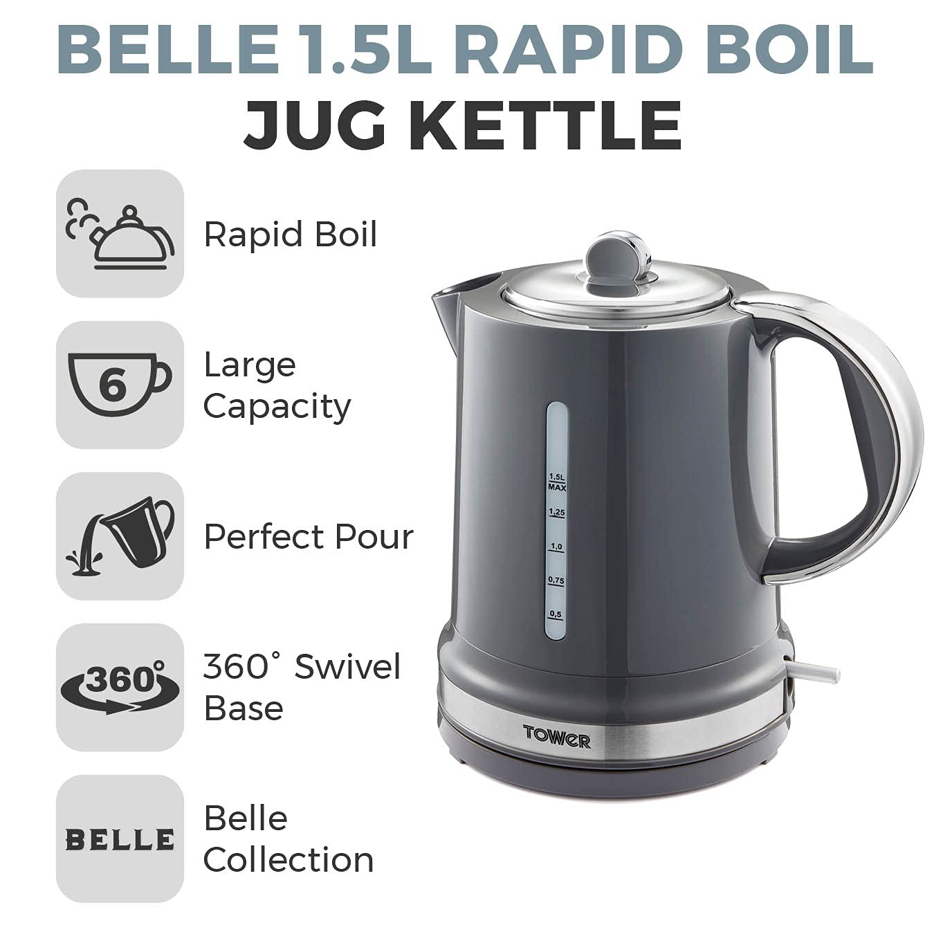 Tower Jug Kettle with Rapid Boil