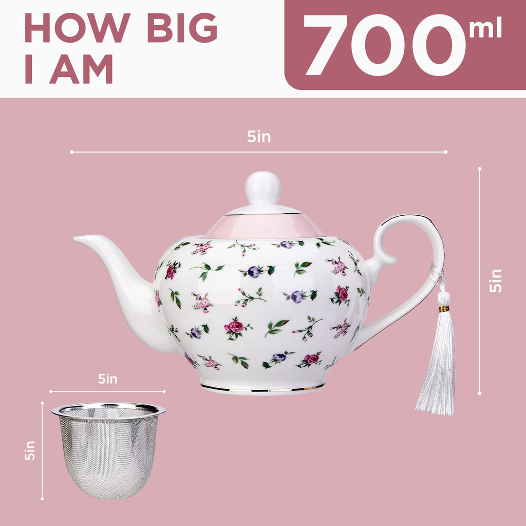 Teapot with Infuser - Roses Pink