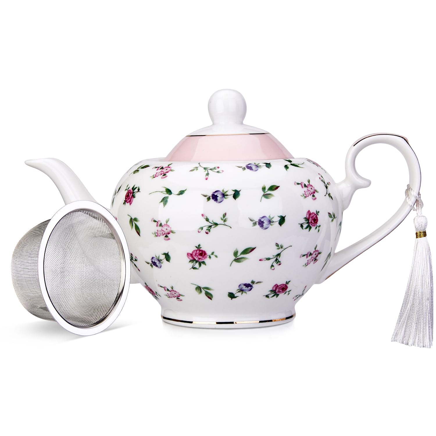 Teapot with Infuser - Roses Pink