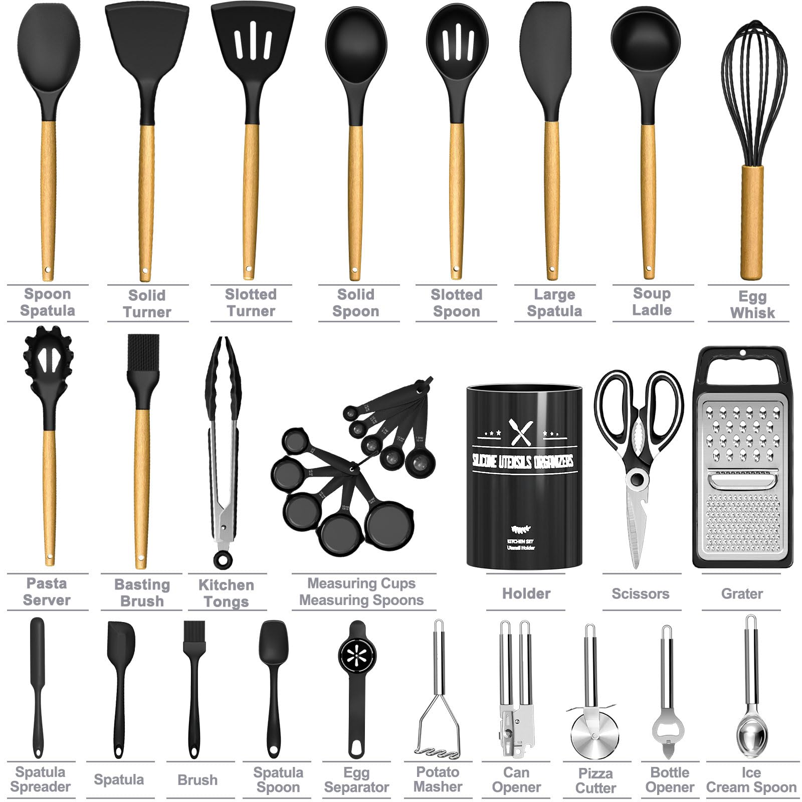 Kitchen Utensils Set - 34PCS Silicone Cooking Utensils