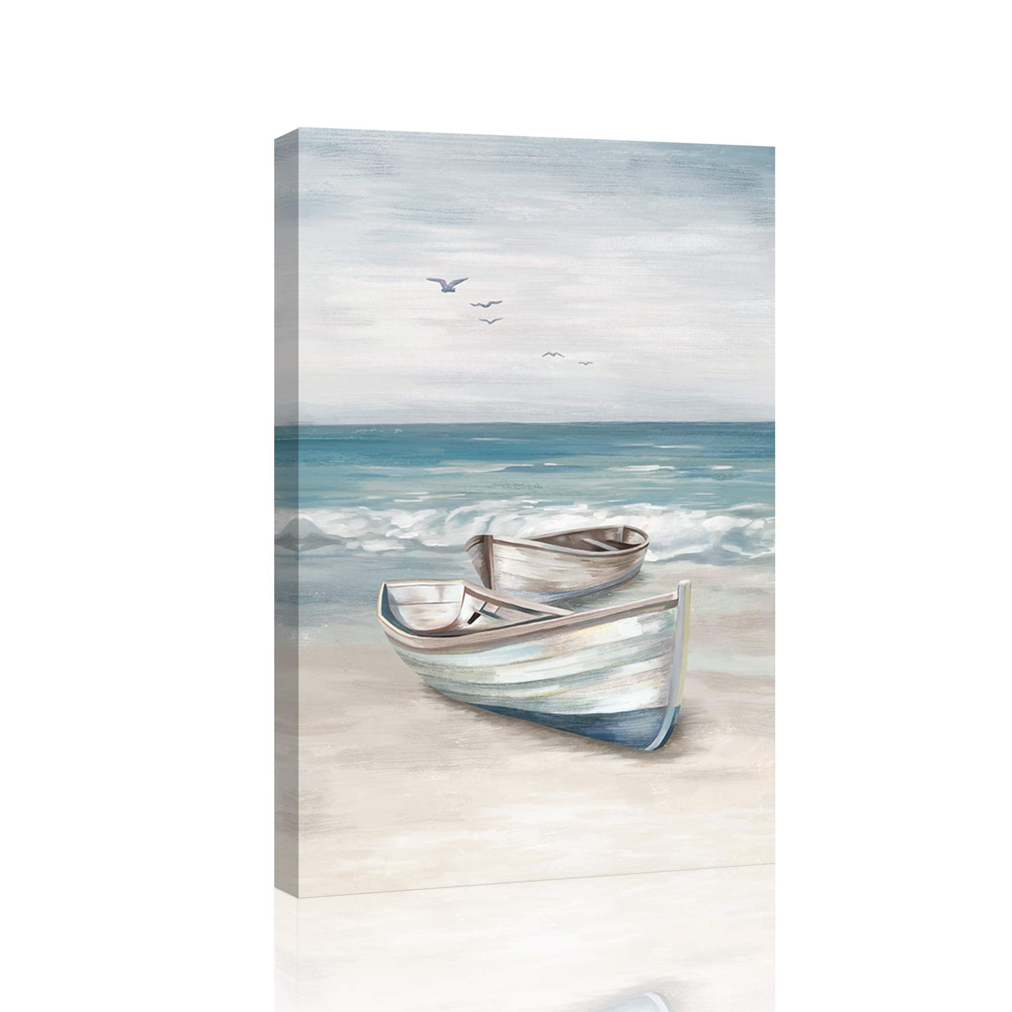 Sandy Beach Pictures Boat Coastal Artwork Framed