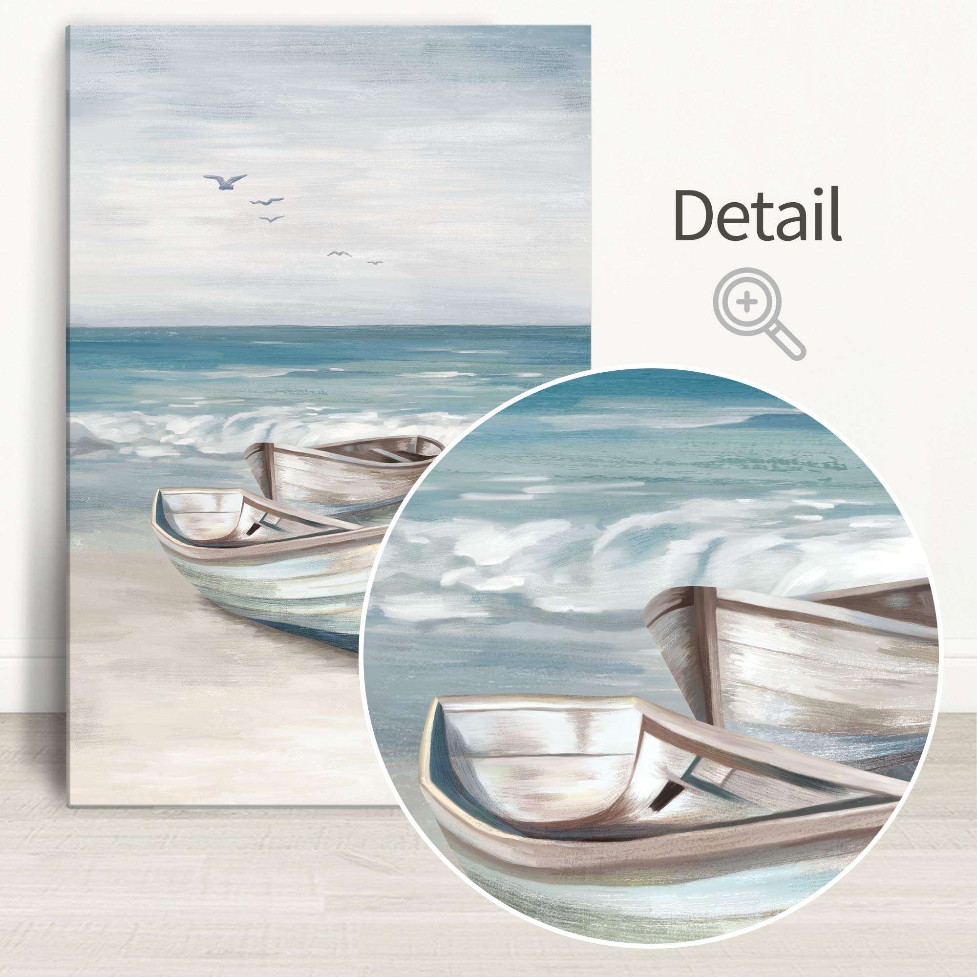 Sandy Beach Pictures Boat Coastal Artwork Framed