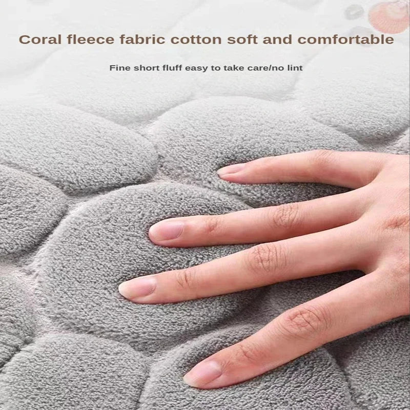 3D Non Slip Bathroom Mat Cobblestone Embossed
