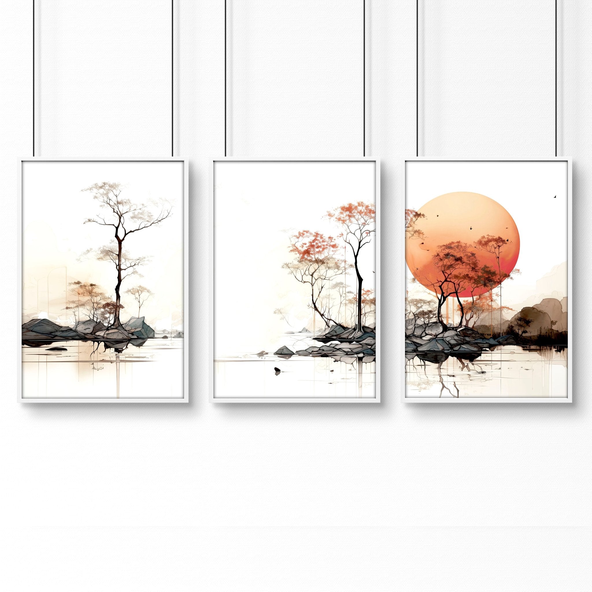 Chinese Wall Art | Set of 3 Asian Inspired Wall art Prints