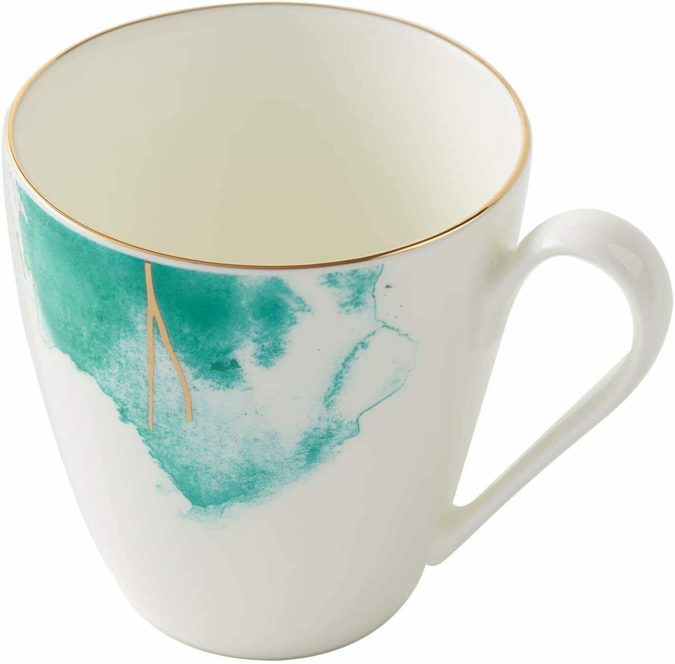 Tea Coffee Cups Mugs Set 4 Premium Porcelain (Water Colour)