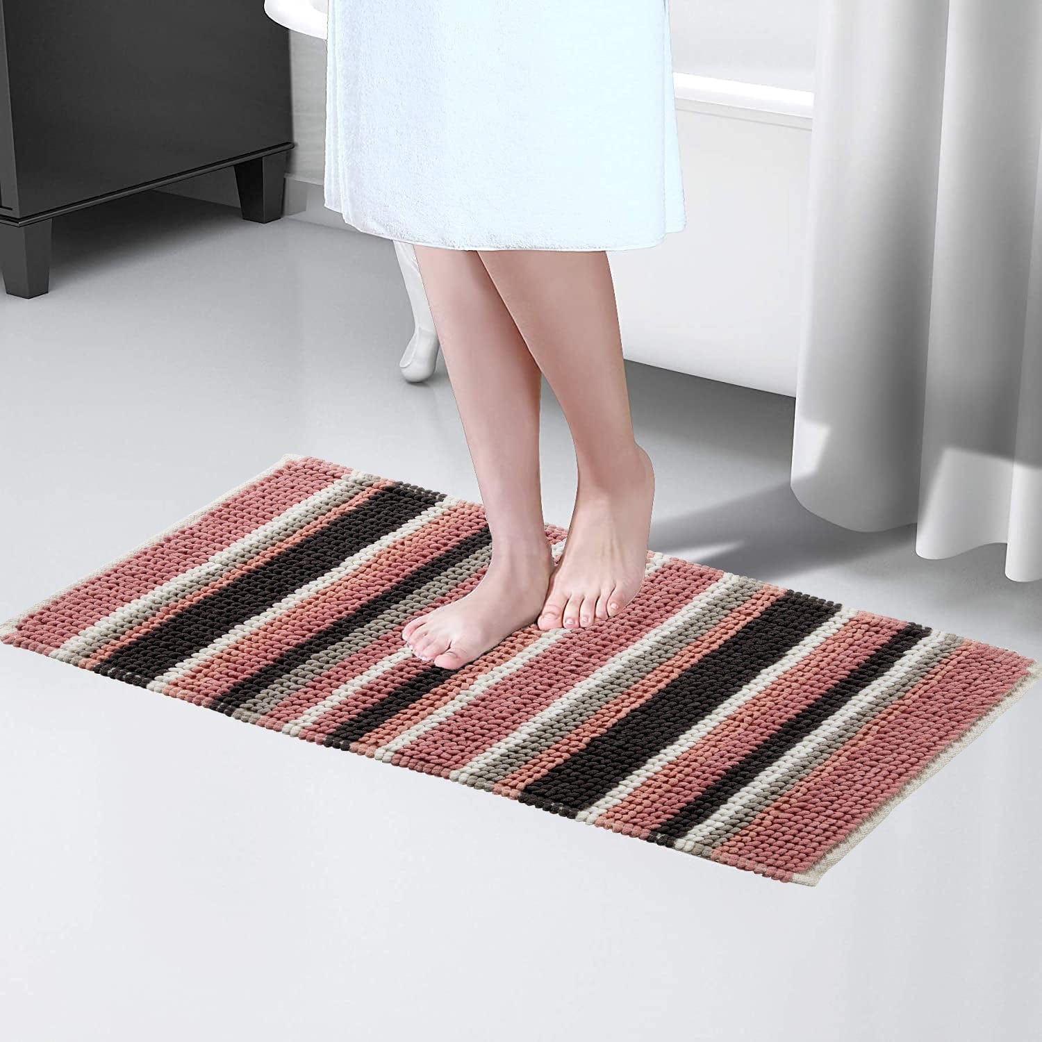 Soft Absorbent Stripe Bathmat
