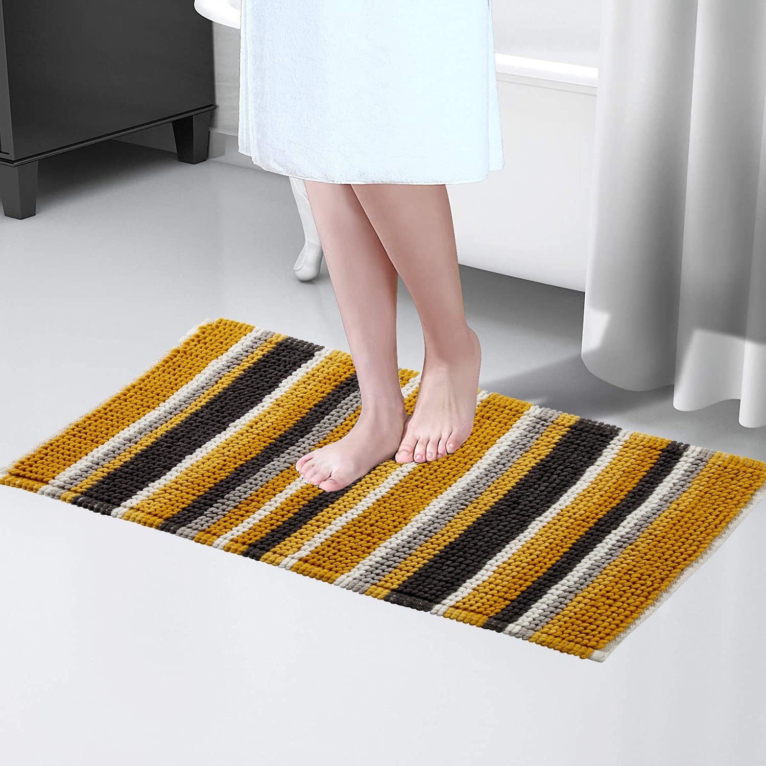 Soft Absorbent Stripe Bathmat