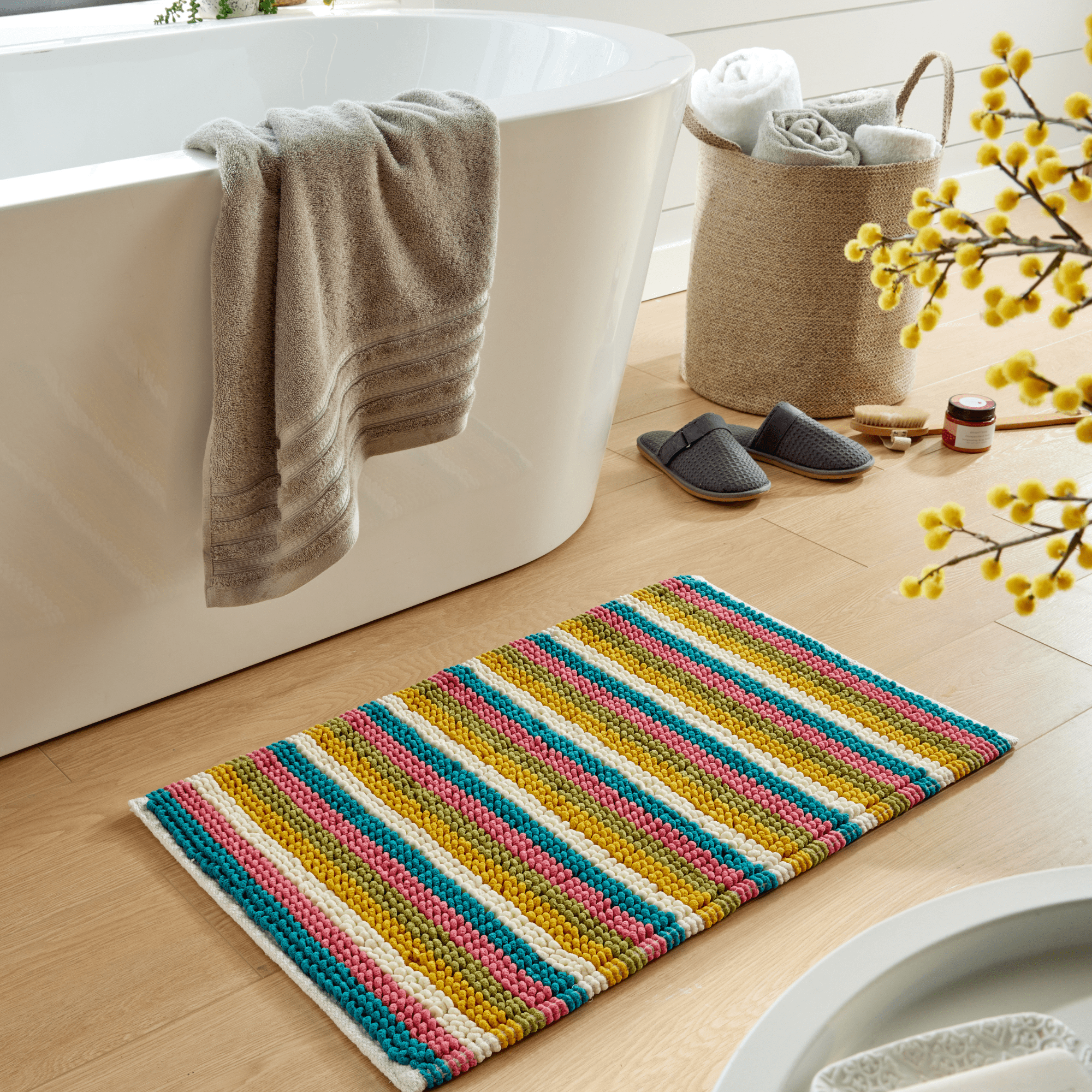 Soft Absorbent Stripe Bathmat