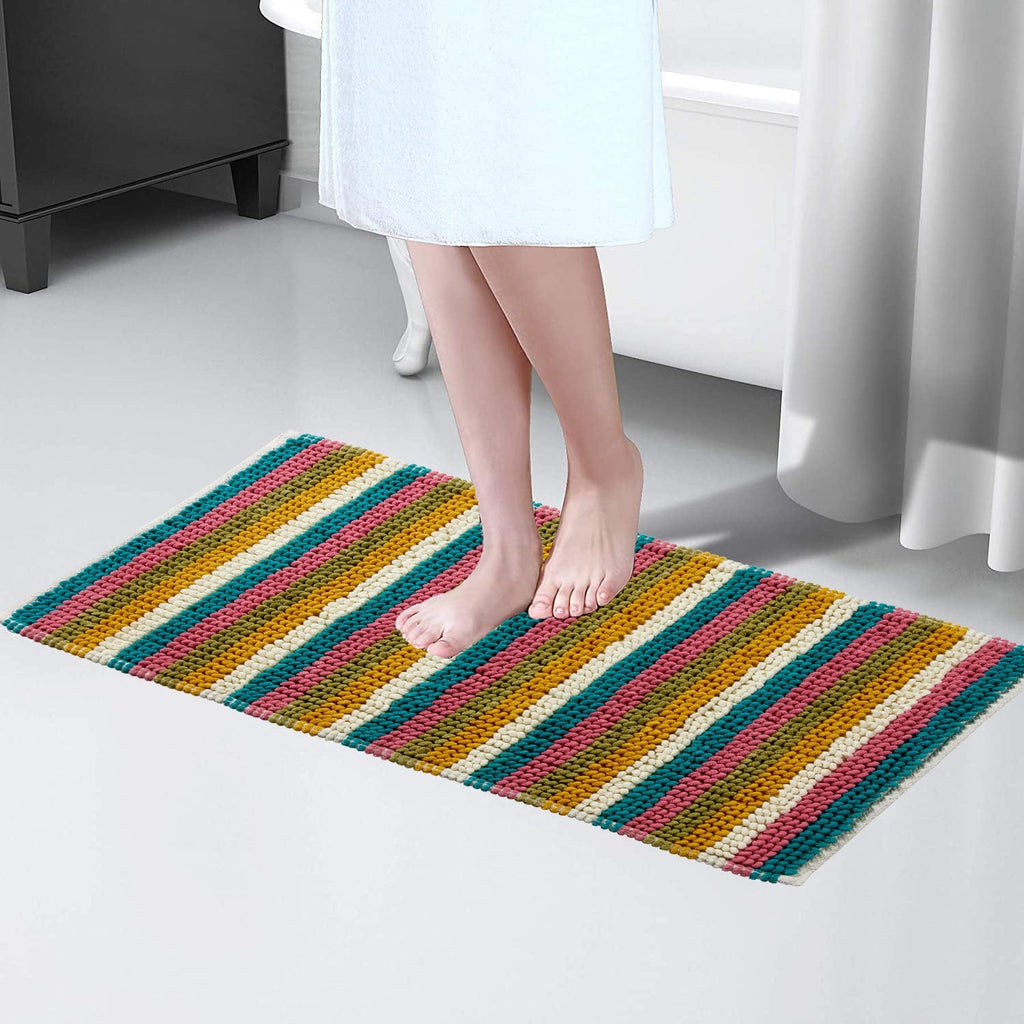 Soft Absorbent Stripe Bathmat